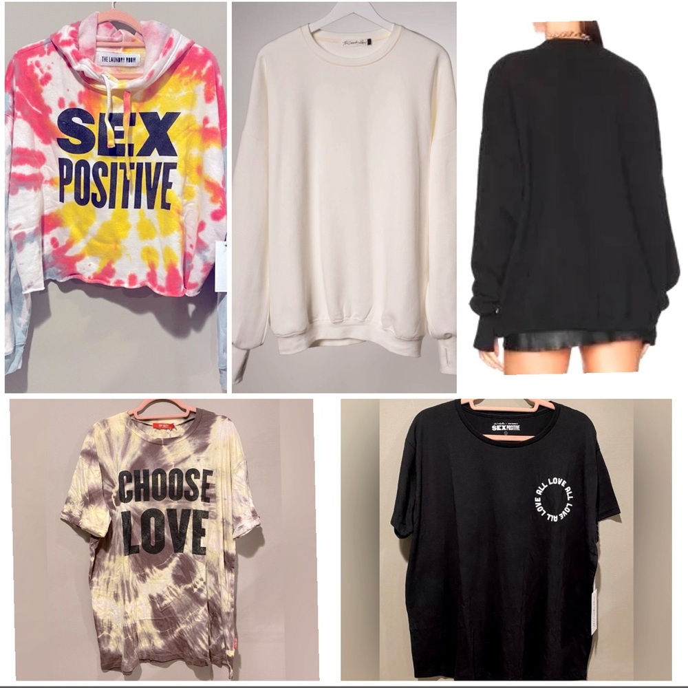 5 NWT THE LAUNDRY ROOM-3 SWEATSHIRTS & 2 T-SHIRTS-LARGE